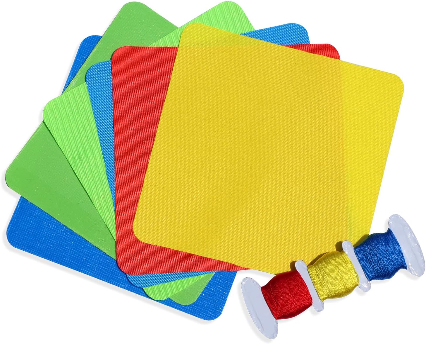 Action Air Vinyl Repair Patch Kit for Inflatable Bounce House, 5.5x5.5 Inch(Red, Green, Yellow, Blue), 6 Patch with Sweing Threads, Repair Patches Kit Set Accessory for Inflatables