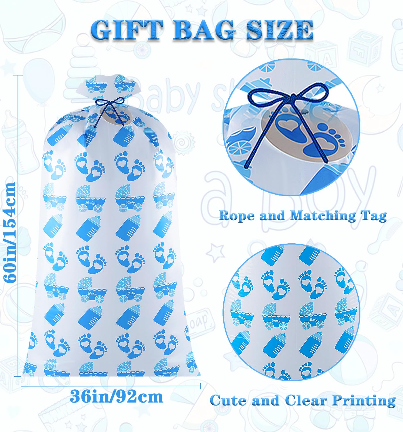 Elephantpackage 2 Pcs 60 Oversized Gift Bags, Extra Large Plastic Gift Bags