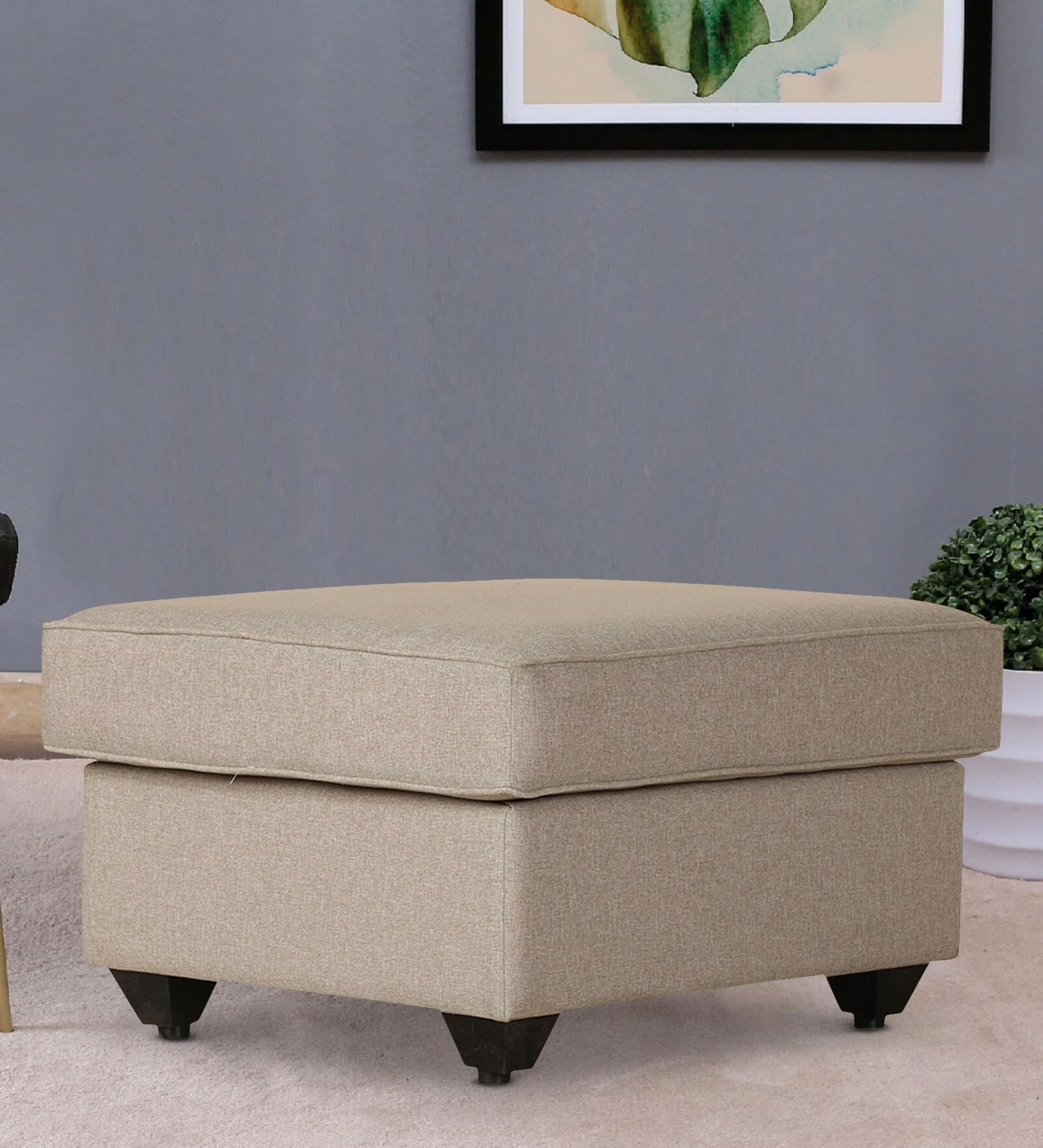 URBAN SIGNATURE Napper Seating Stool - Omega Pearl | 1 Seater | | Soft Compact Padded Ottoman| Great for The Living Room Or Bedroom | Decorative Furniture