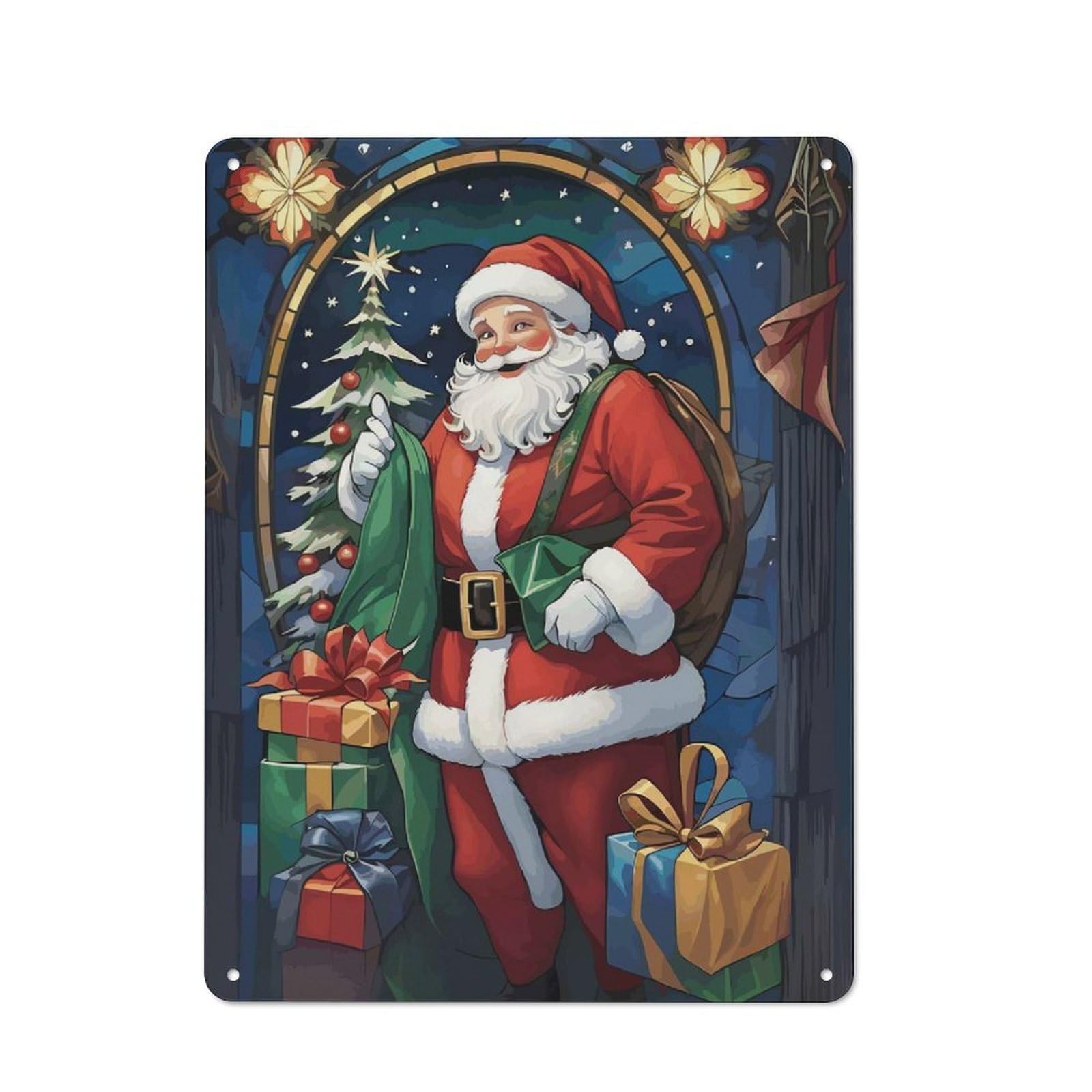 Junmoney Santa Claus Christmas Industrial-Style Metal Sign 40X30cm For Home Bar Wall, Housewarming Wall Decor For People Furnishing Home Bar