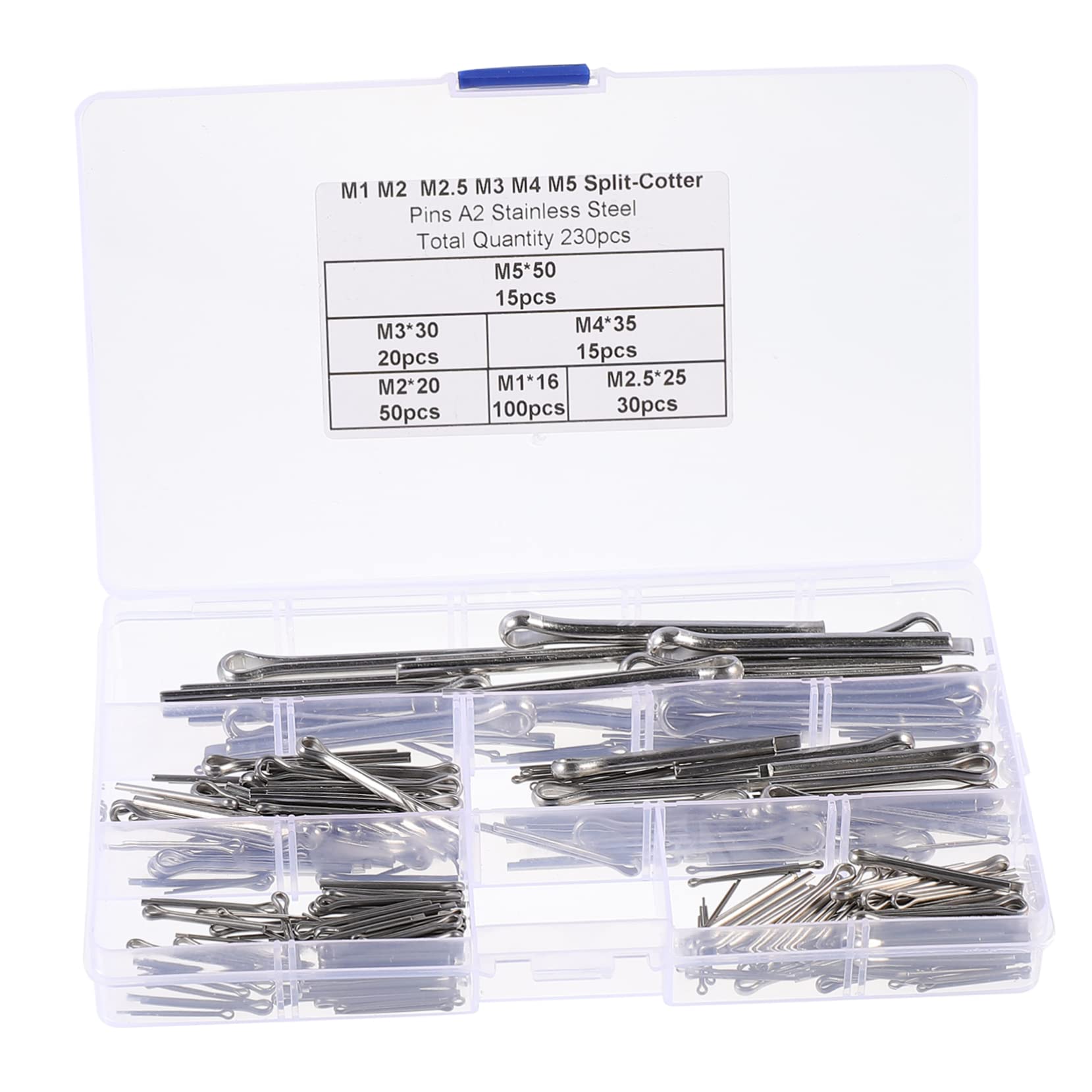 230pcs cotter pin heavy duty lynch pin lynch tractor key fastner fitting assortment kit lynch pin with ring tractor linch Metal Hitch Pin Stainless steel boxed open clip