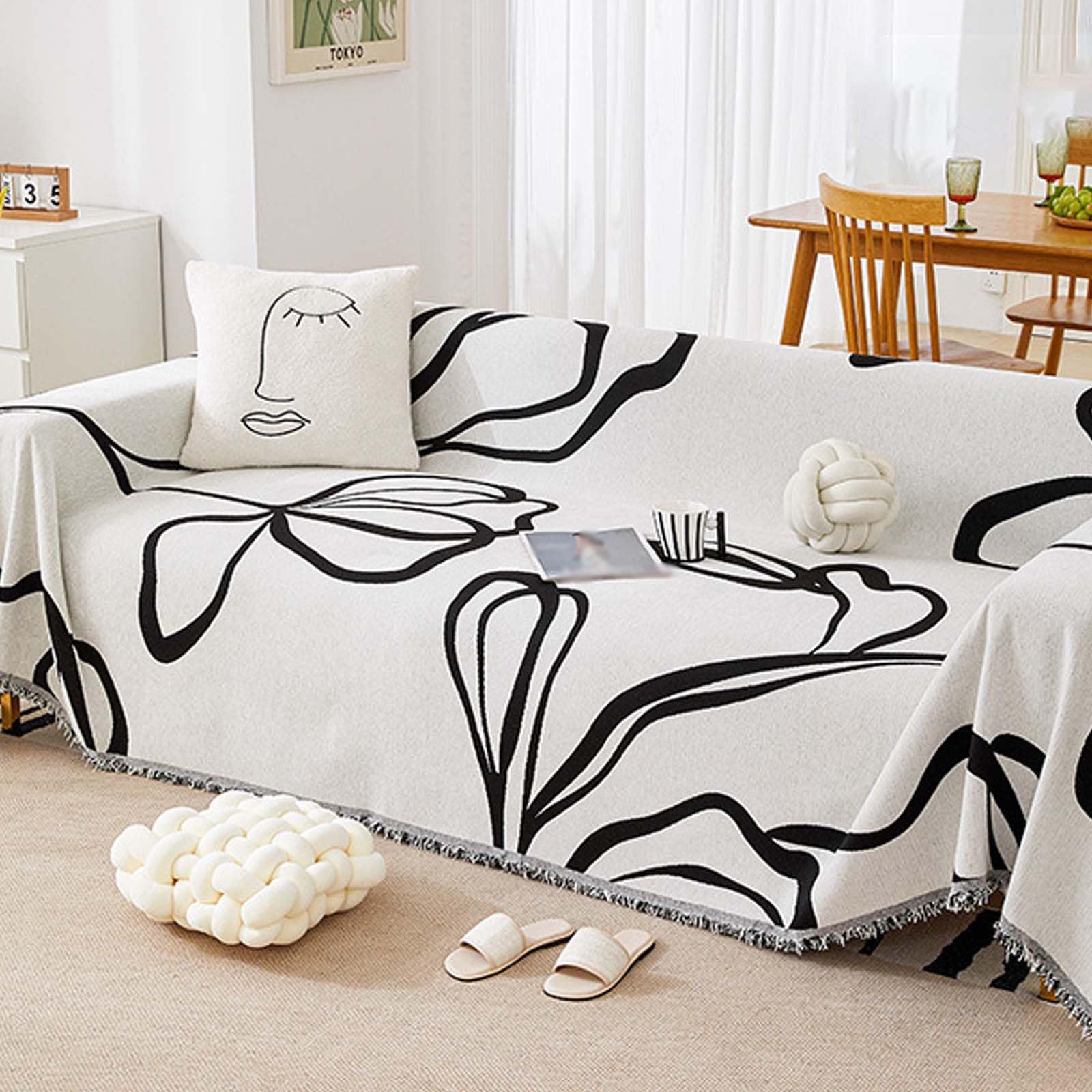 Housse de canapé extensible chenille antidérapante lavable pour canapé modulable black