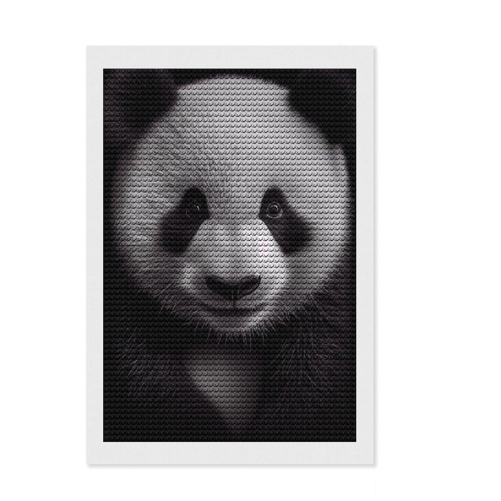 Junmoney Panda Closeup Diamond Art Canvas 8"x12", for Beginners, Printed Canvas, Farmhouse Decor, Birthday Gift, Relaxing DIY Hobby