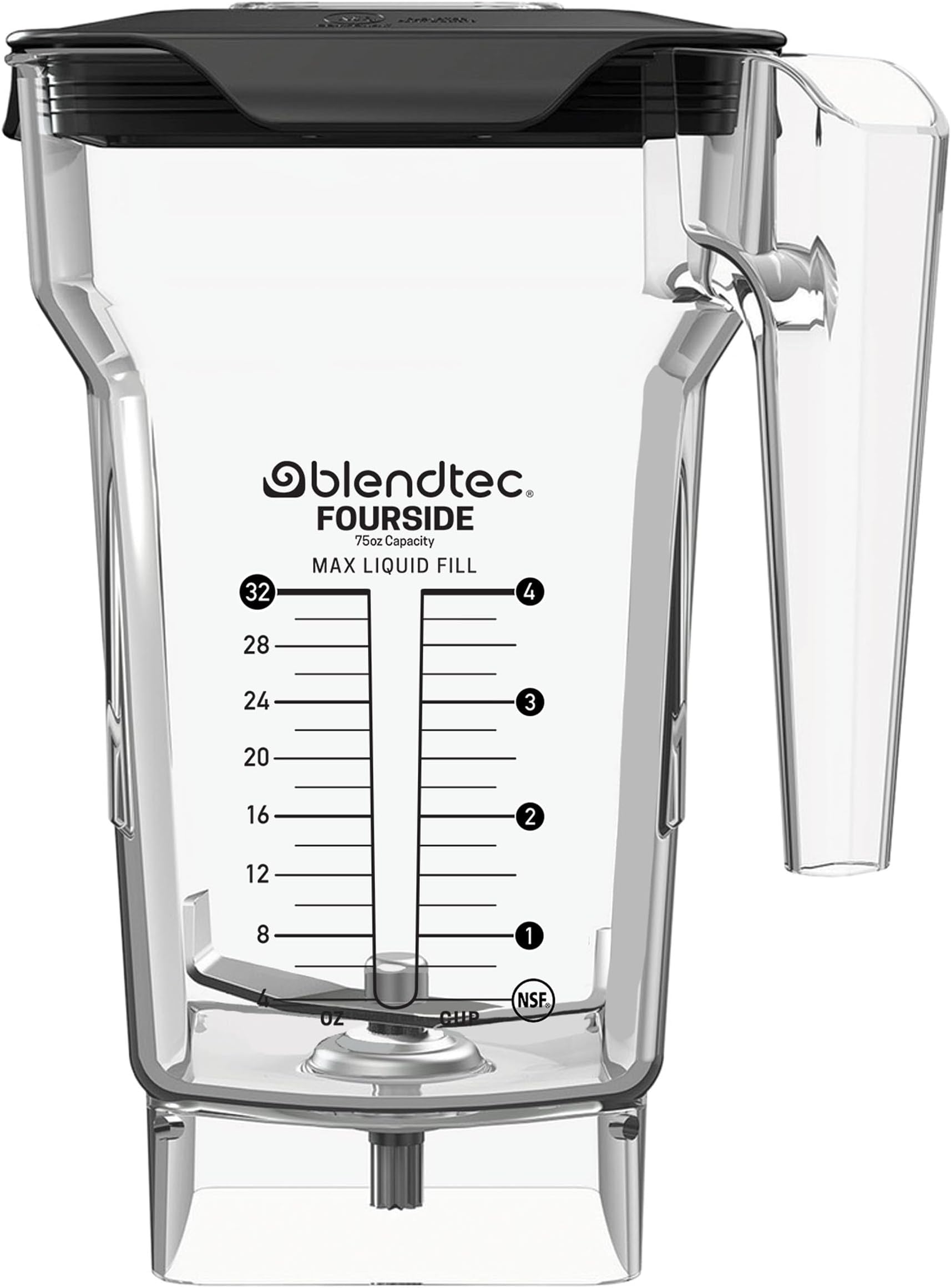 75 oz FourSide Commercial Jar - Four-Sided Replacement Blender Jar - Compatible with Most Blendtec Blenders - 32 oz Blending Capacity - Clear