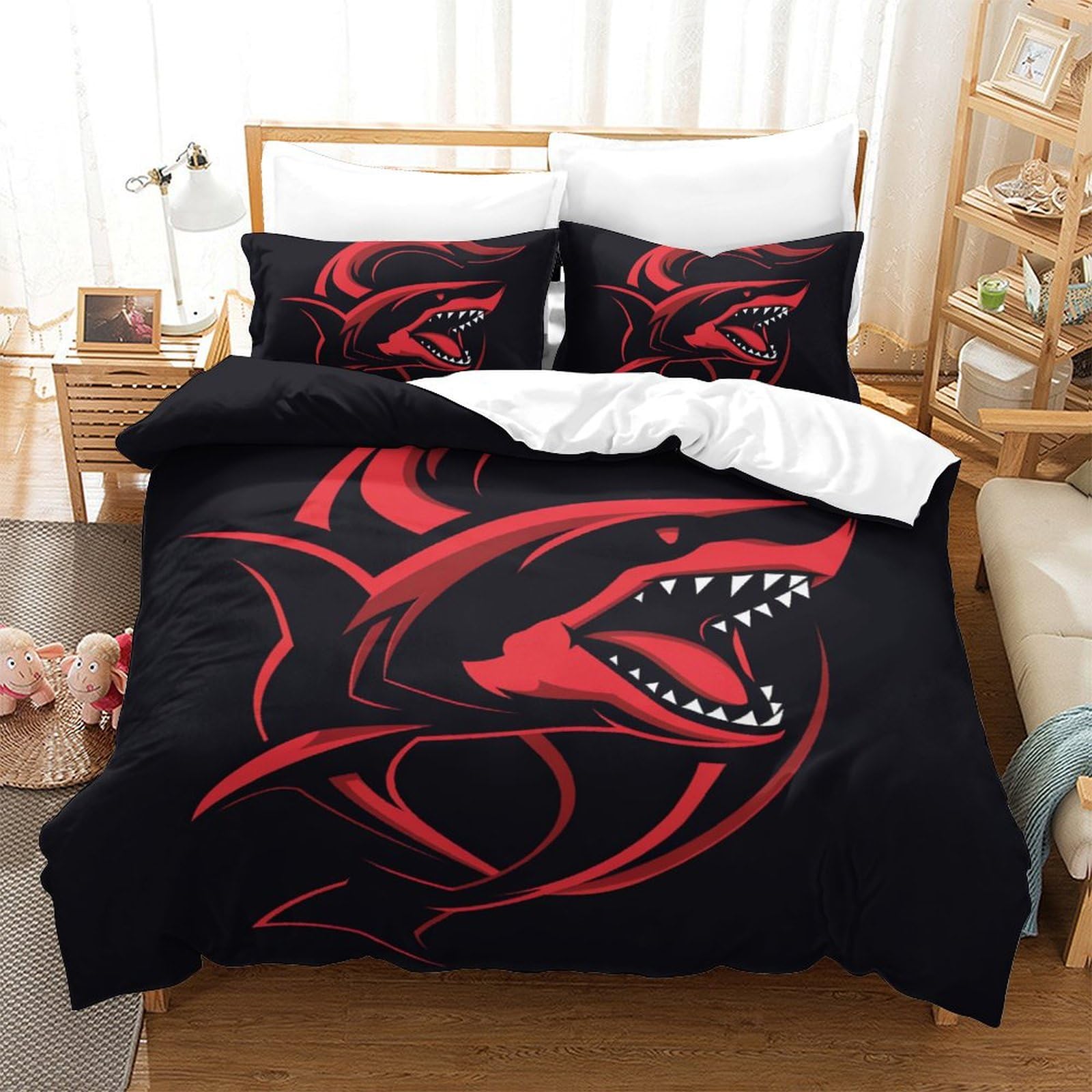 Housse de couette 220x240 fermeture éclair requin pour un entretien facile