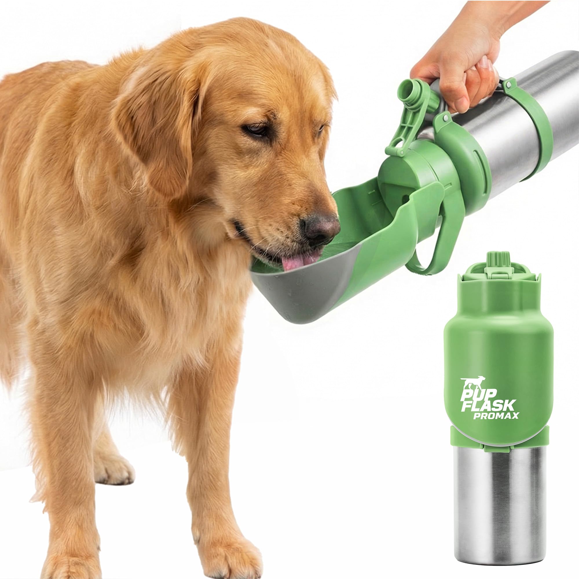 Photo 1 of Tuff Pupper PupFlask Pro Insulated Dog Water Bottle, 50 oz, Green