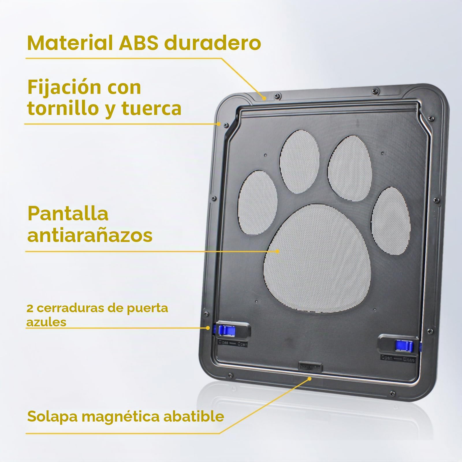 ENJOYING Puerta Gatos Mosquitera, Puerta Perro Pequeños Mosquitera con Página Magnética, Puerta Mascotas para Puerta Corrediza Ventana, Apagado Automático, Cerrable, Negro