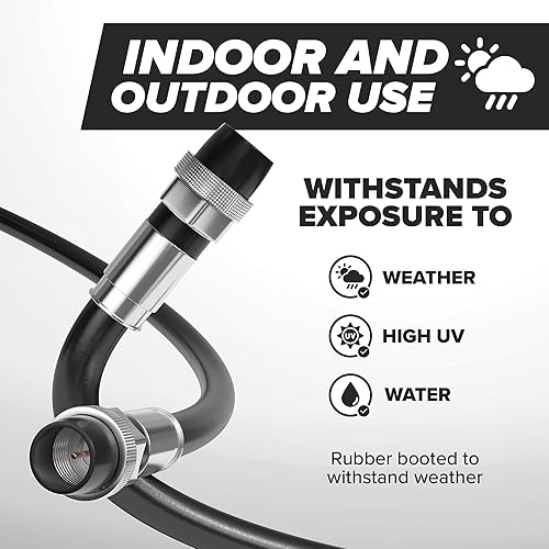 Miniatura 3 de THE CIMPLE CO Cable coaxial, 50 pies, funda de goma resistente a la intemperie, cable de TV interiorexterior, Internet de alta velocidad, doble