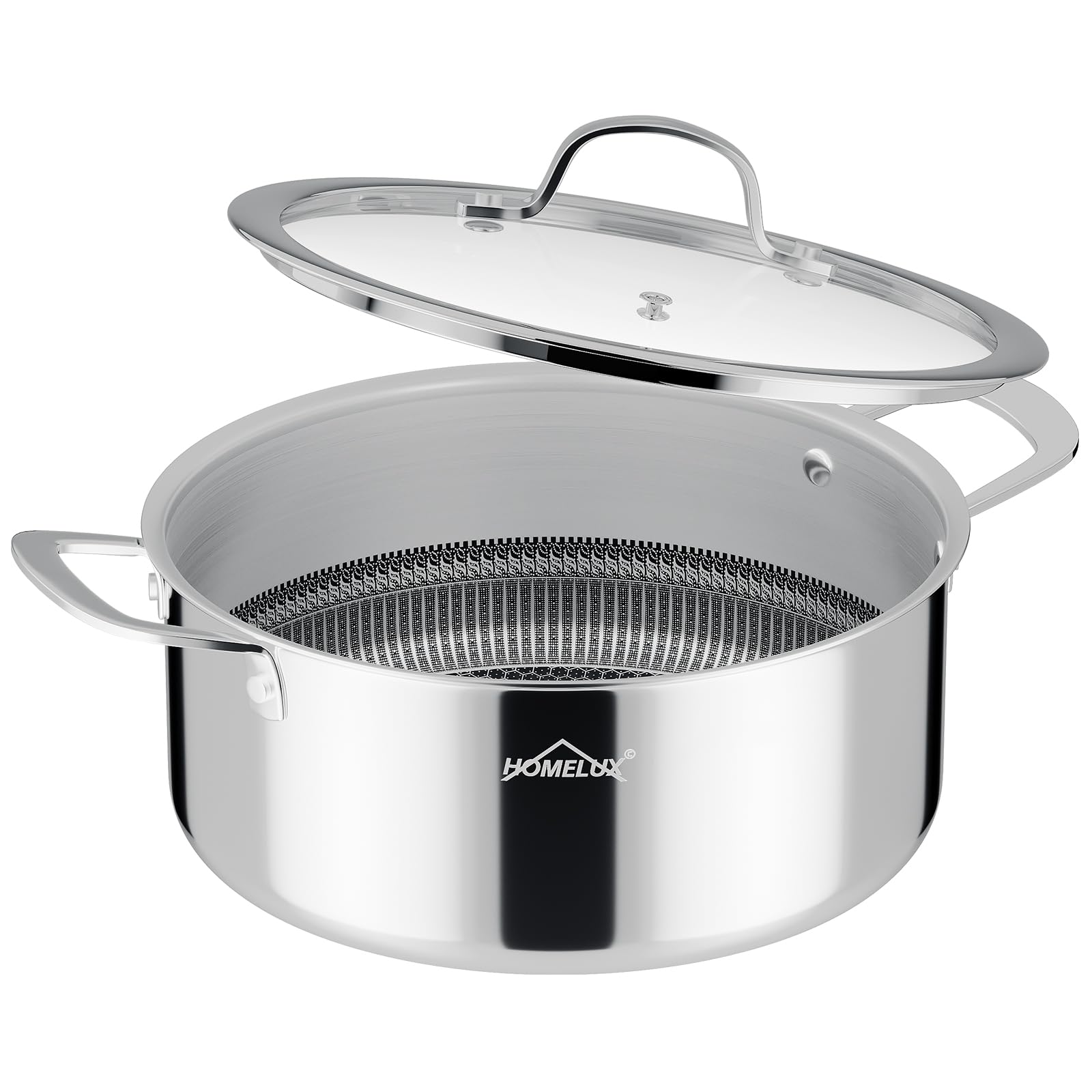 Homelux Topf 24cm 1,9L Edelstahl Kochtopf Wabenstruktur Beschichtung