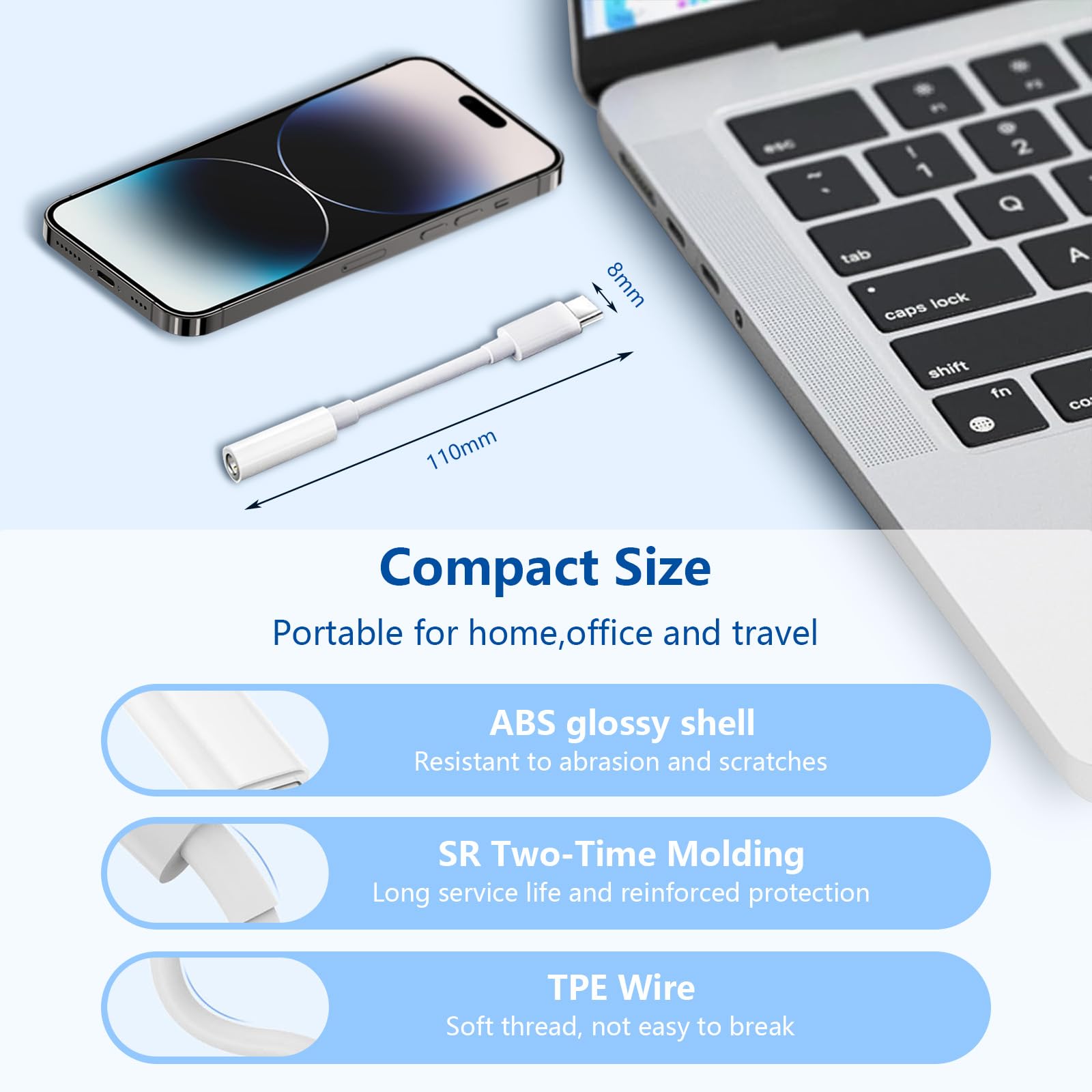 Confezione da 5 adattatori da USB C a jack per cuffie da 3,5 mm tipo C, cavo audio Aux compatibile per iPhone 16/15/15 Plus/15 Pro/15 Pro Max/iPad/Pixel, Samsung Galaxy S23 S22 S21 S20 Ultra Z Flip