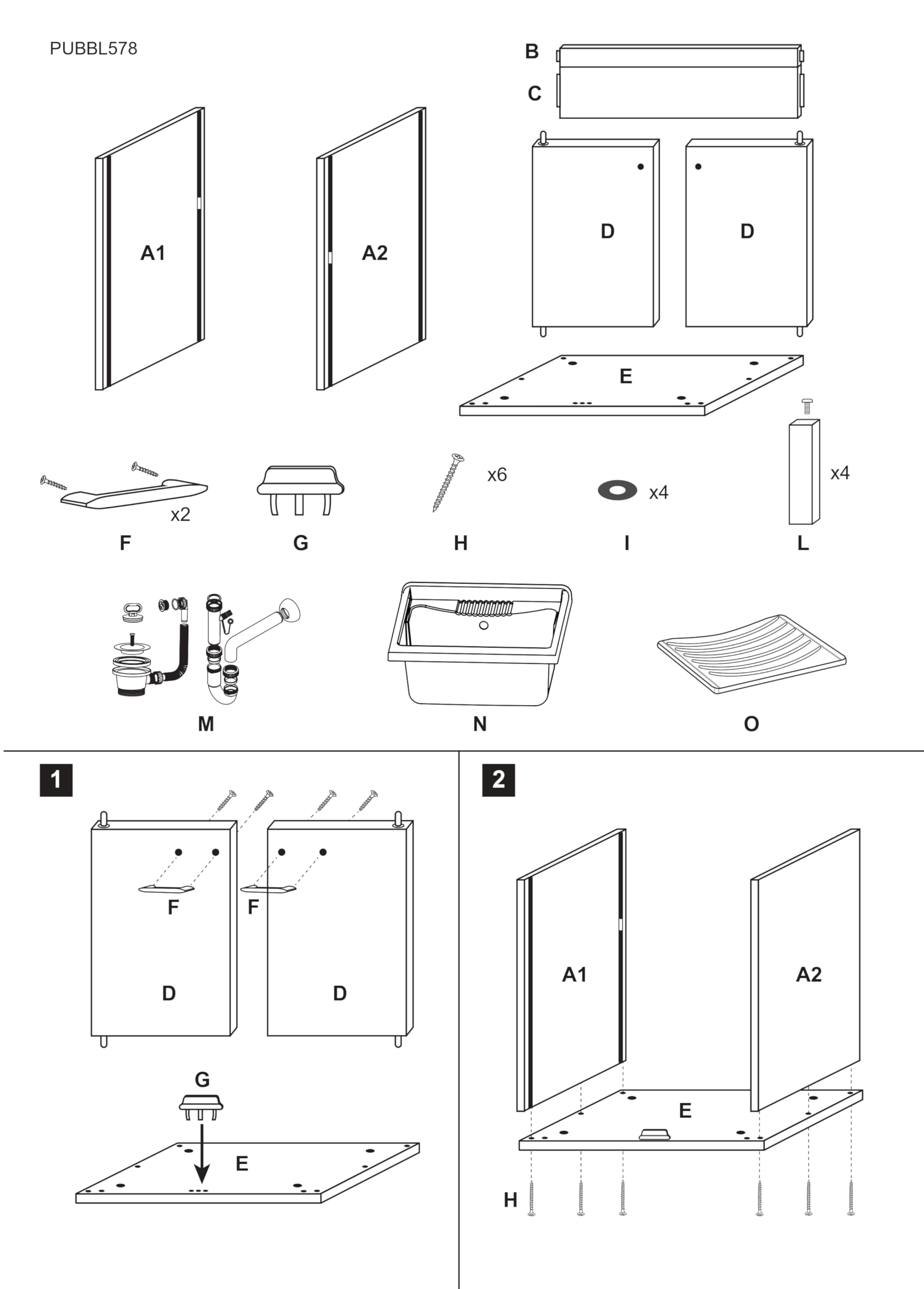 Negrari Mobile Lavatoio in PVC con vasca in PP, Resistente agli acidi di uso comune, Resistente all'umidità, Kit di scarico incluso, Interno e Esterno, L60 x P50 x H85 cm, Colore Verde Scuro