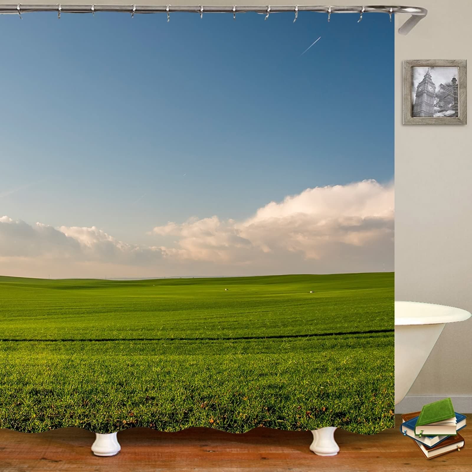 Rideau de douche paysage nature KnSam pour s'évader dans sa salle de bain chaque matin au réveil