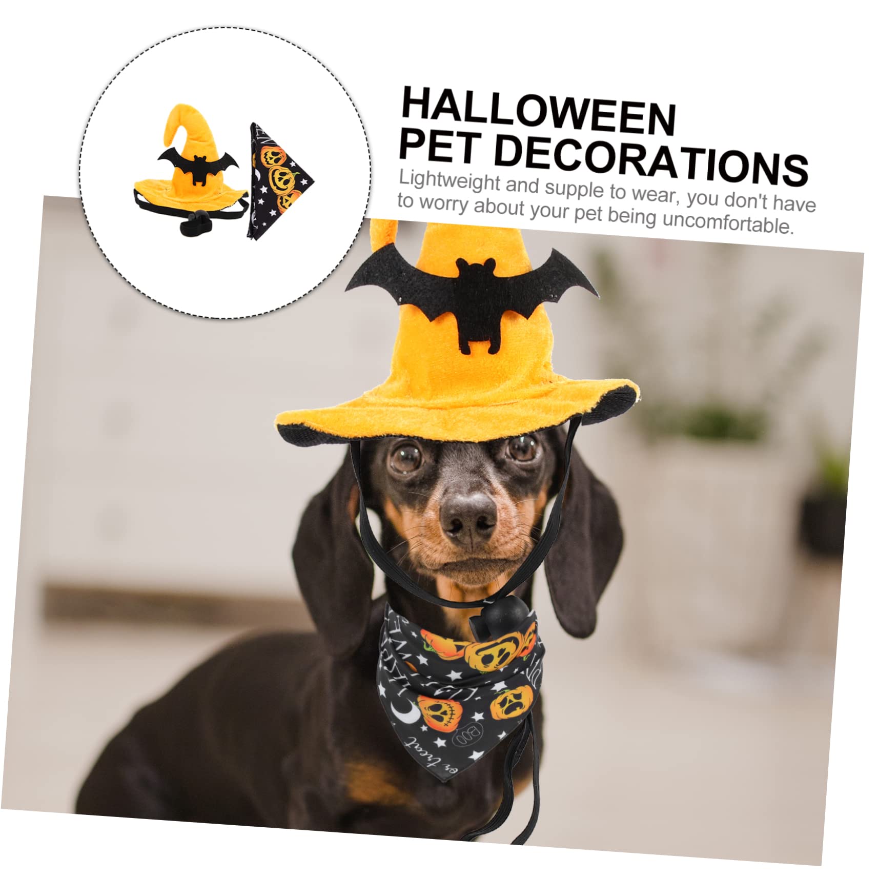 BESPORTBLE 5juegos Disfraz De Halloween para Mascotas Sombrero De Calabaza y Bandana Decorativa Conjunto para Gatos y Perros para Fiestas y Fotografía