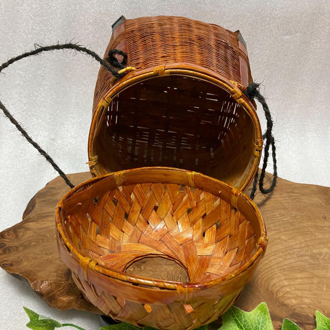 Amazon.co.jp: アンティーク 竹製魚篭 ビク 竹花籠 竹細工 華道