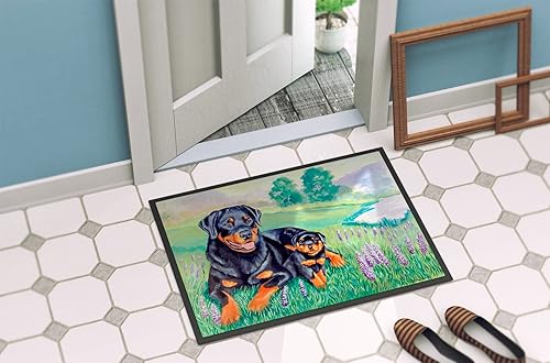 Miniatura 4 de Caroline's Treasures 7141JMAT Rottweiler - Tapete para puerta delantera, 24 x 36 pulgadas, para interiores y exteriores, para entrada,