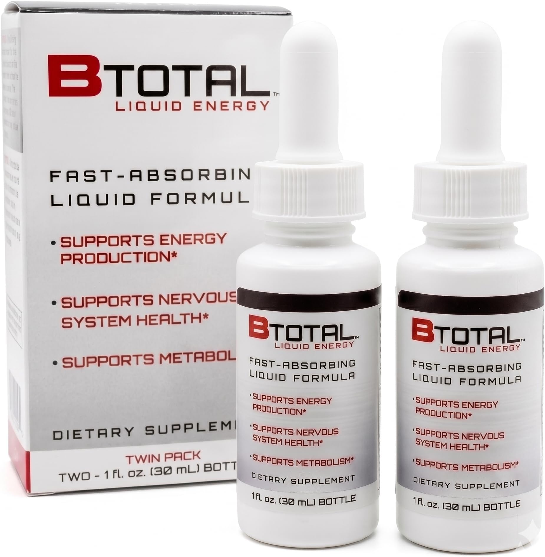 Sublingual Vitamin B Complex Liquid Drops, B12, Berry, 2 fl oz | Fast sublingual liquid B-complex with B12 for energy, brain & focus - vegetarian berry drops, twin pack (2 fl oz total)