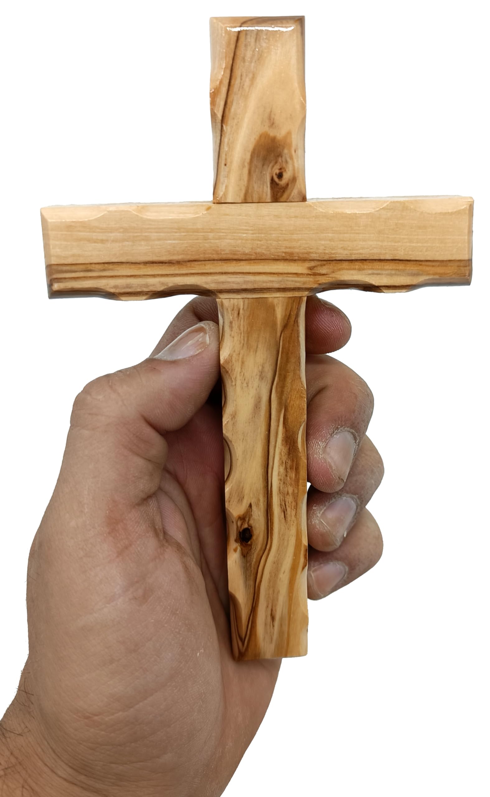 Cruz de pared lisa de madera de olivo de 6.2 Cruz colgante hecha a mano cristiana de Belén Tierra Santa Decoración de regalo CRS052