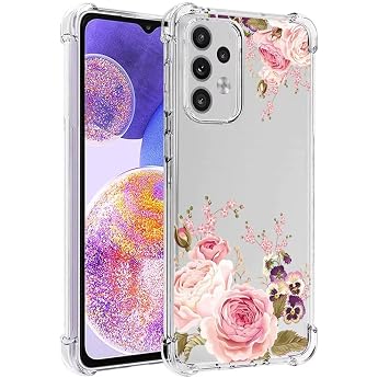 Galaxy A23 Phone Case Samsung A23 SM-A235M Girl Women Slim Shockproof Clear Floral Pattern Soft Flexible TPU Protective Case for Samsung Galaxy A23 4G Rose Flower