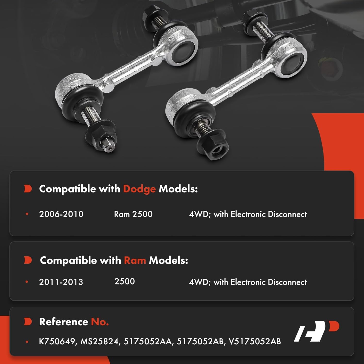 A-Premium 2 x Front Sway Bar Links Stabilizer Bar Links, Compatible with Ram 2500 2011-2013 & Dodge Ram 2500 2006-2010, 4WD