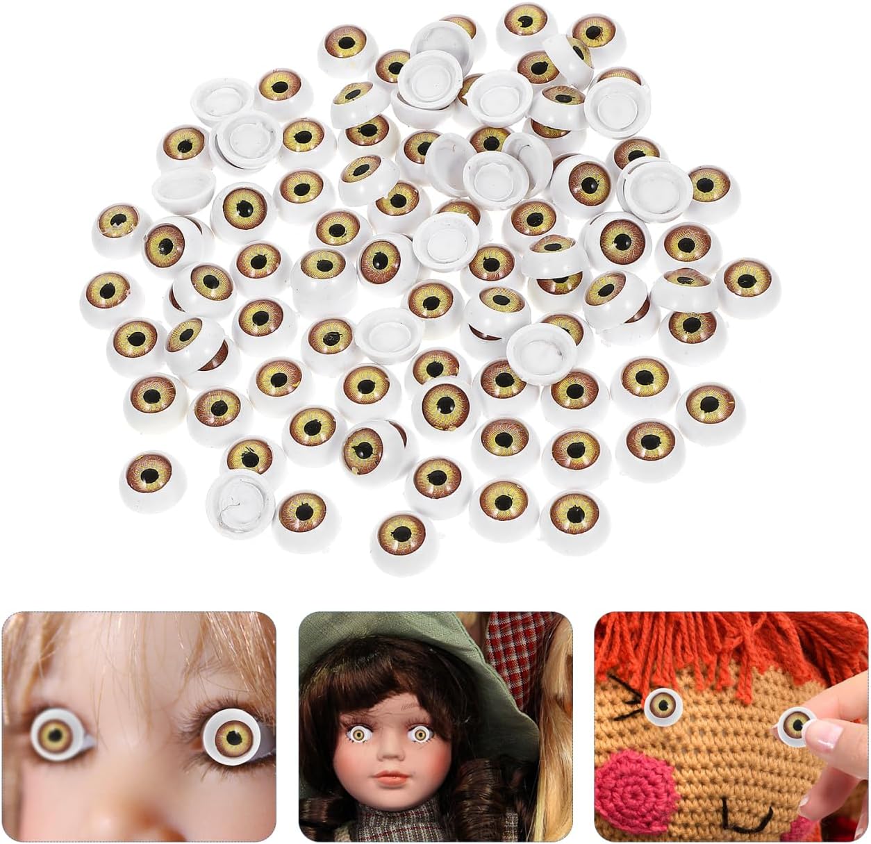 LIOOBO Doll Eyeballs for Crafts 0.47In Half Round Plastic Eyes DIY Doll Eyeballs for Heads Crochet Animals Stuffed Animal Accessories Realistic Craft Eyes for Handmade Projects