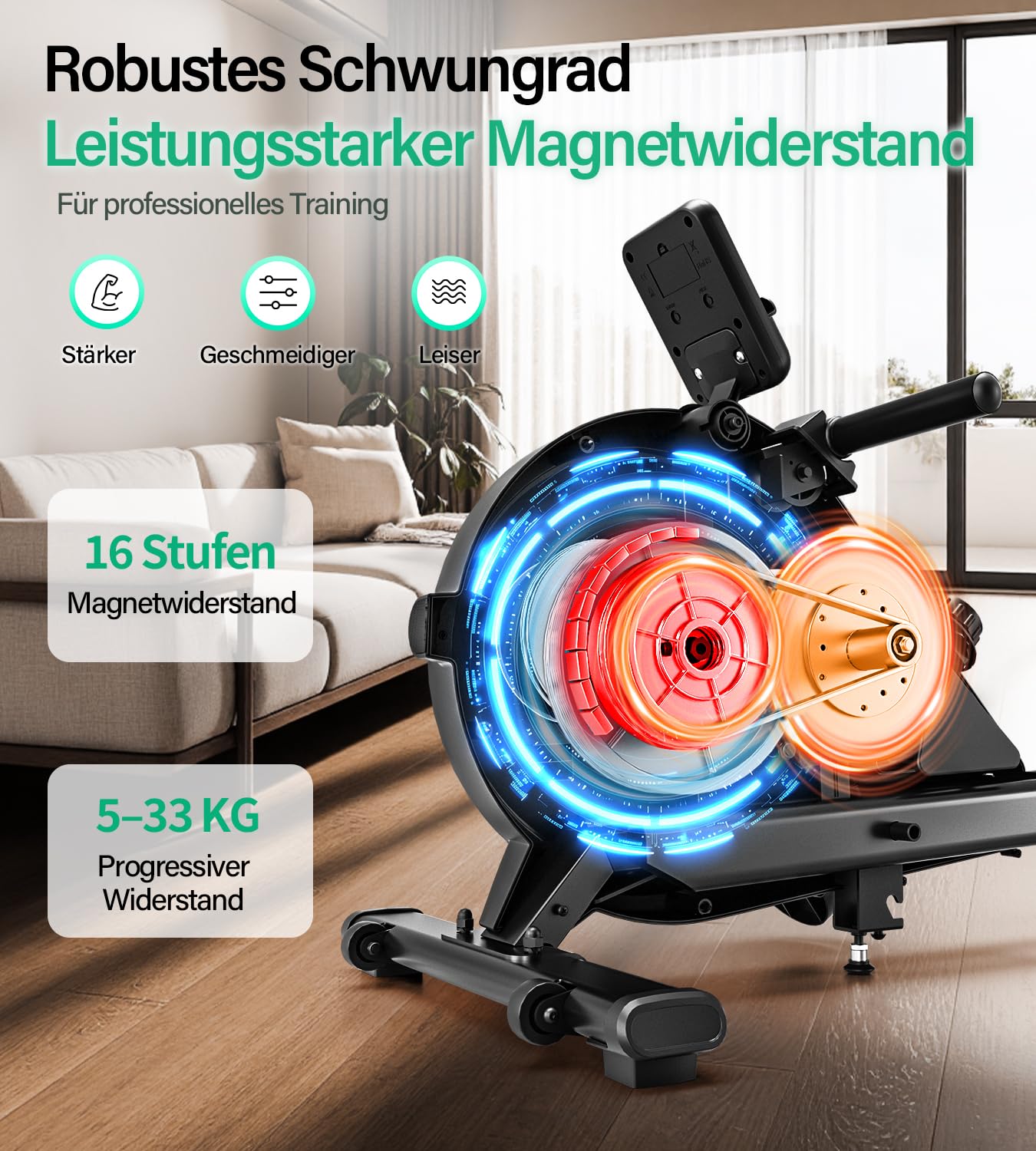 DMASUN Rudergerät für Zuhause, 16 Widerstandsstufen, Leise Magnetbremse