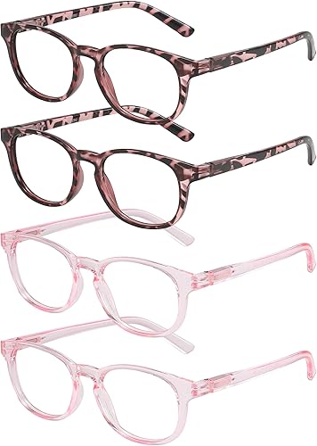 Miniatura 2 de Przene Gafas de lectura pequeñas para mujeres y hombres, ovaladas con bloqueo de luz azul, con bisagra de resorte, paquete de 4