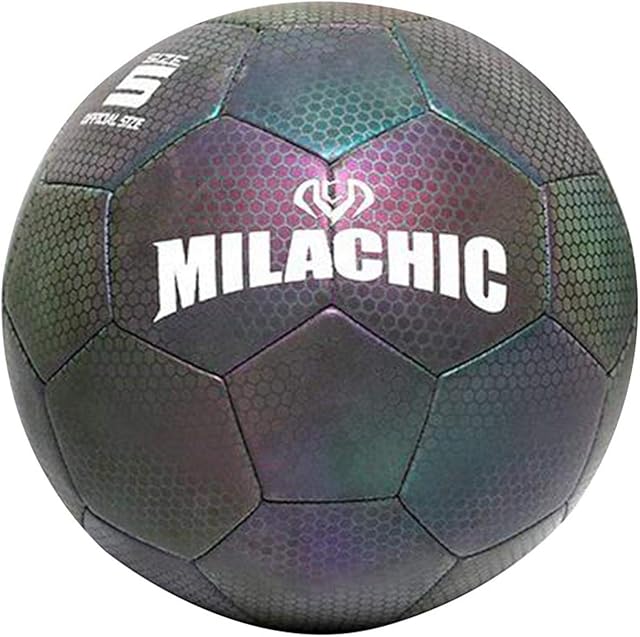 Thrivinger Light Up Football for Kids Adults Night Training Glow in the Dark Football Luminous Holographic Glowing Reflective Soccer Ball - Fantasy Croma Ball Size 5 and Size 4 Chroma Balls Outdoor