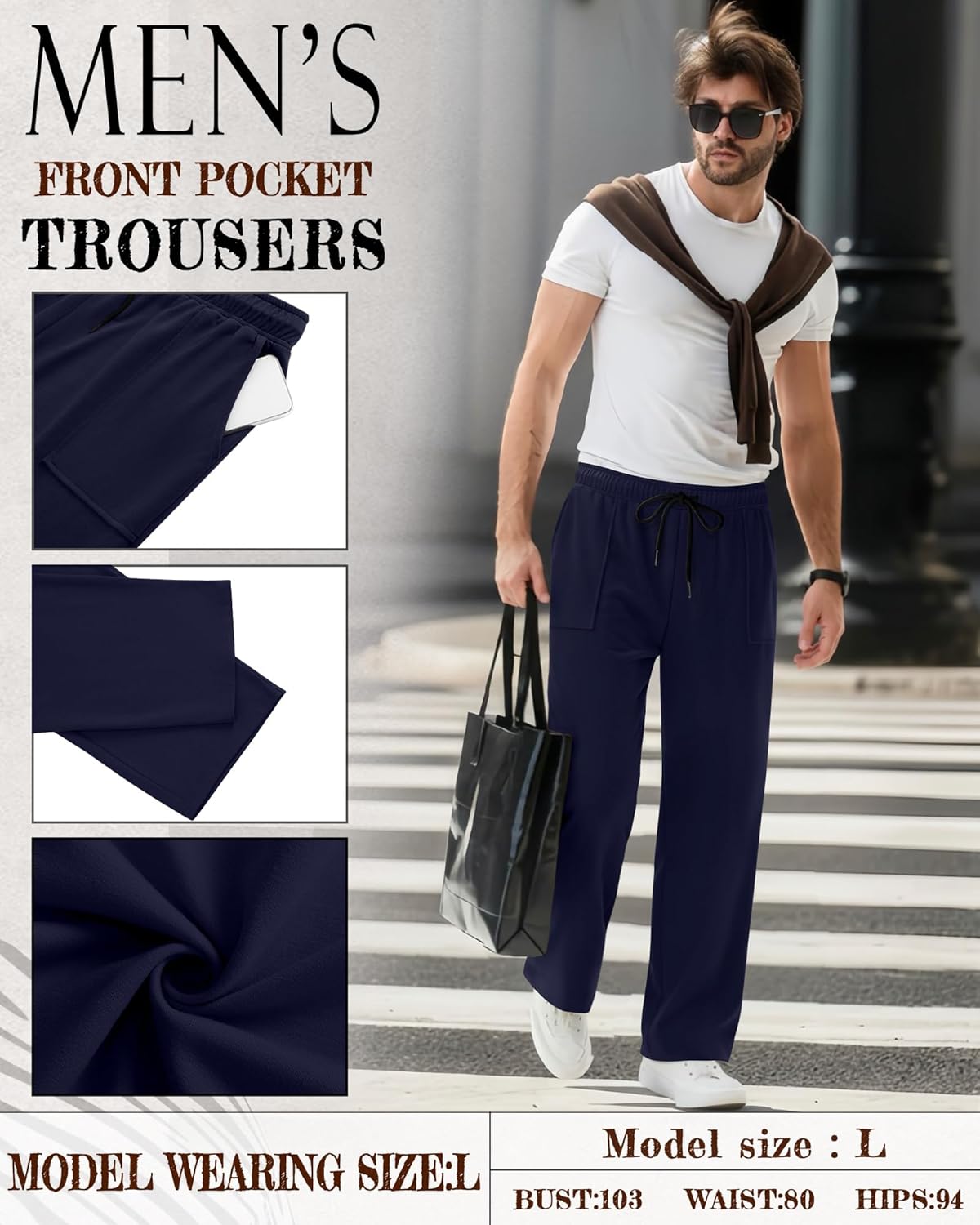 3 Pack Men's Sweatpants Wide Leg Baggy Casual Lounge Pants Open Bottom Drawstring Athletic Pants with Pockets