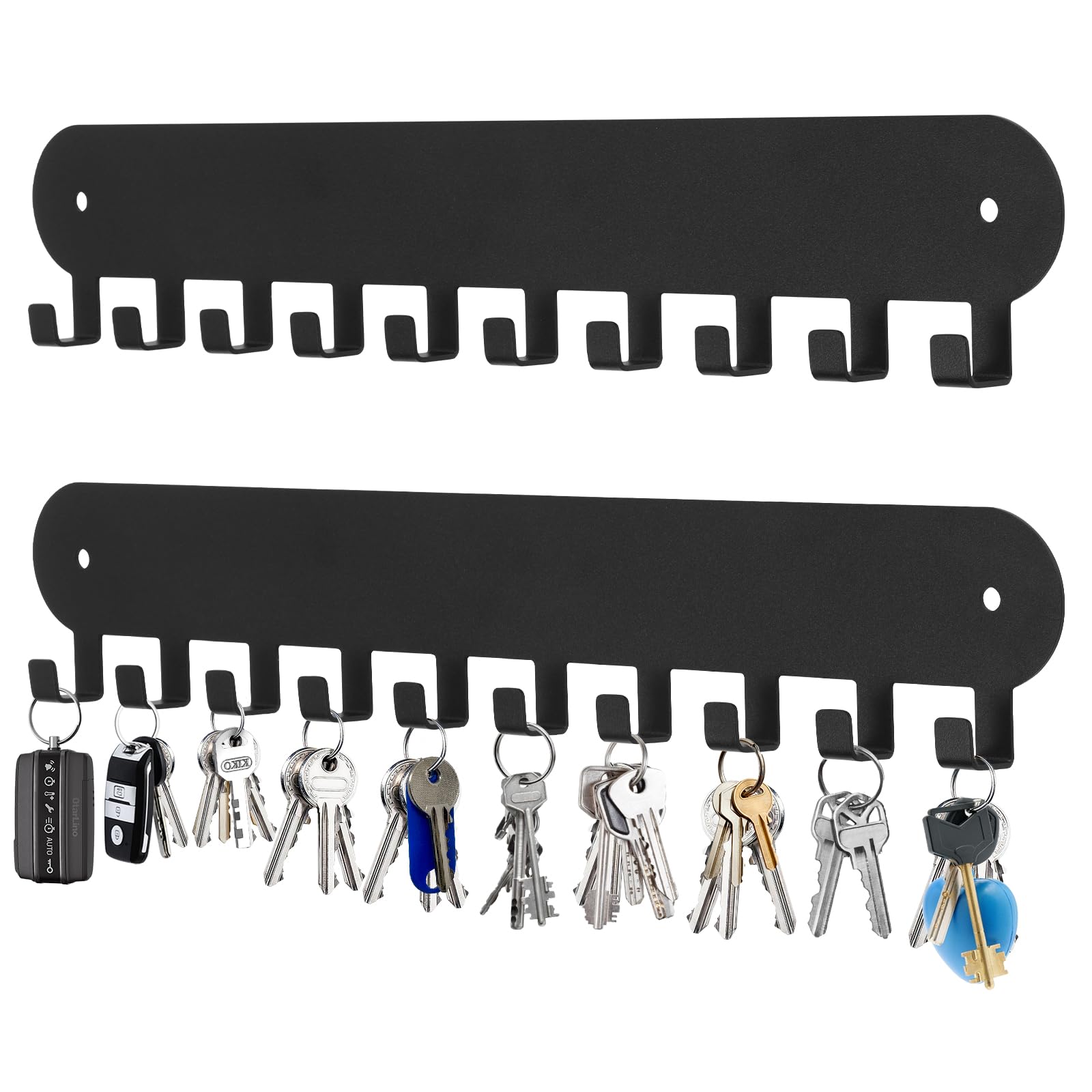 AIVORO 2 Pezzi Porta Chiavi da Muro Per Casa, con 10 Ganci, Con Striscia Adesiva Posteriore 3M, Piccolo Appendichiavi da Muro Senza Perforazione, Utilizzati per Appendere le Chiavi All'ingresso