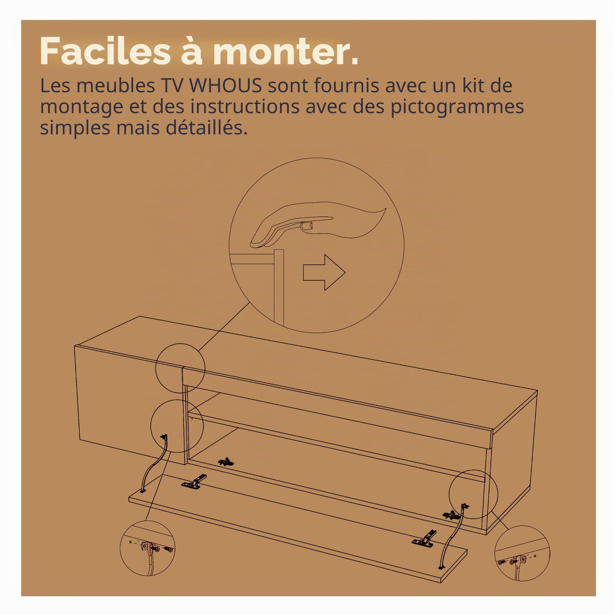 WHOUS Meuble TV, Anthracite, 150cm