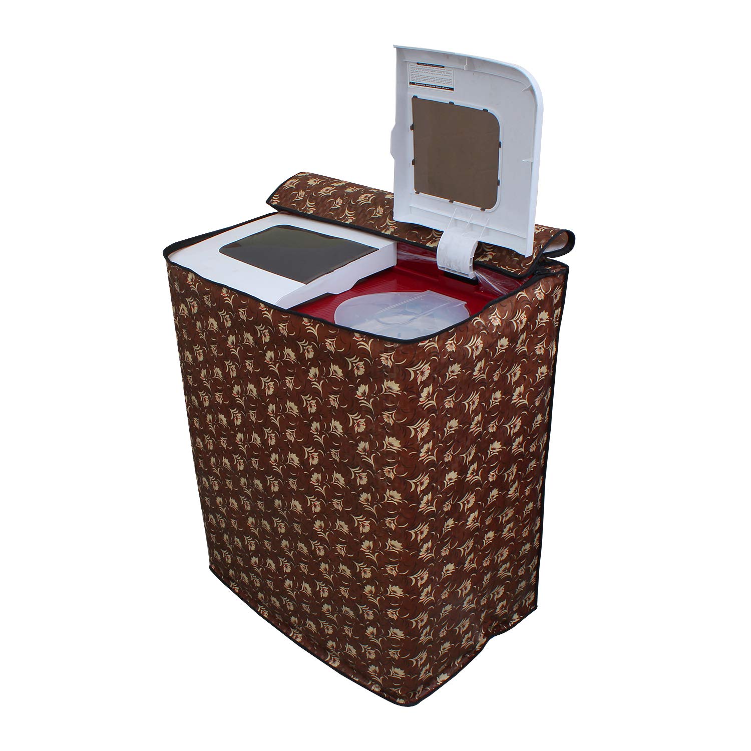 Lithara PVC Top Load Semi Automatic Washing Machine Cover For 7 Kg, 7.2 Kg, 7.5 Kg, 8 Kg | Size : 58.4 x 58.4 x 88.9 Cm | (Multicolor Design36)-image-1