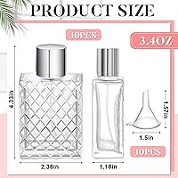 Vista 2 de Zhehao 10 botellas de perfume de vidrio de 3.4 fl oz de 3.4 onzas, botella de atomizador de niebla fina recargable con 10 embudos de llenado