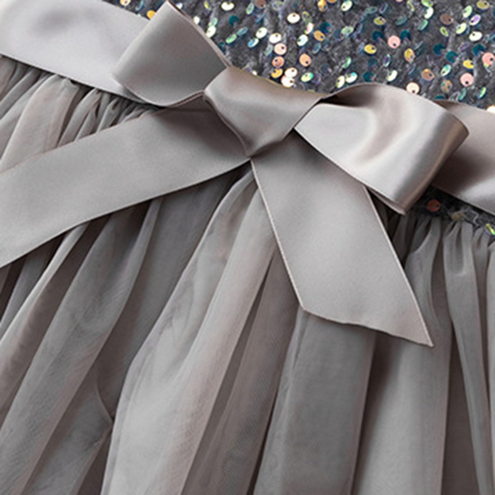 Générique Abito elegante con paillettes a maniche lunghe per ragazze sovrapposizione bambino vestito principessa sera cerimonia spettacolo