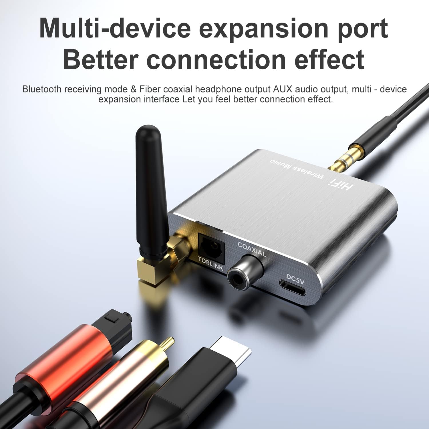 Bluetooth Receiver for Home Stereo, DAC Bluetooth 5.3 Adapter with RCA/Optical/AUX 3.5mm Output, HiFi Audio Wireless Receiver for Old Stereo System (aptX HD aptX Low Latency aptX AAC SBC)