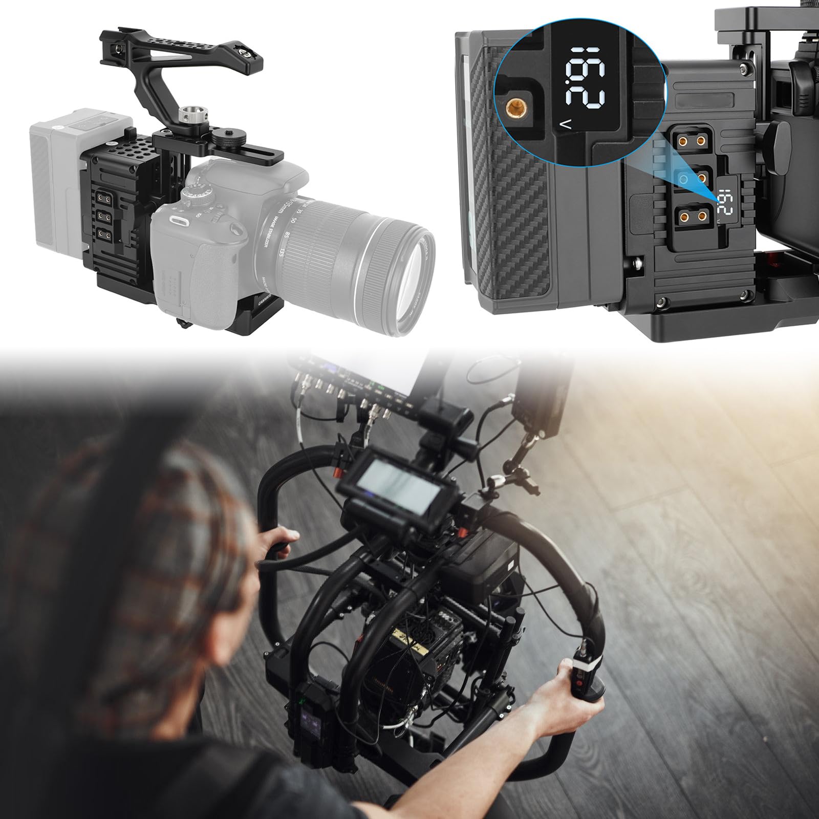 Moduł przedłużający aparat z regulowaną klatką i górą do fotografii, adapter statywu
