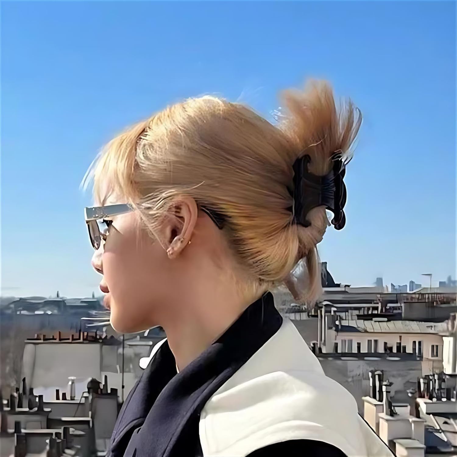 Premium durable acetate butterfly hair clips, 4 Pack. Medium Size Acetate Hair Claw Clips with Secure Hold,Perfect for Updos (Black+Tortoiseshell)
