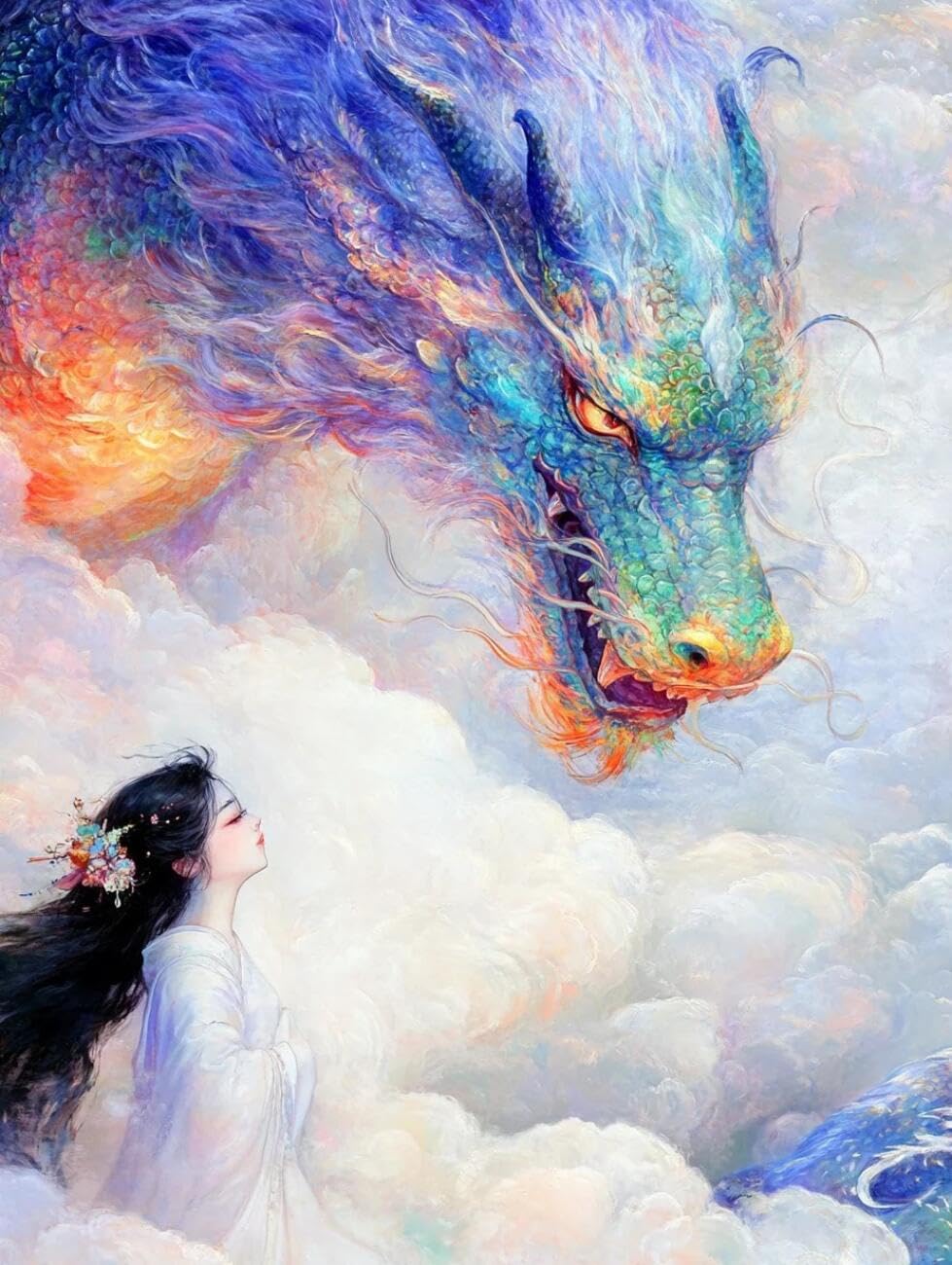RKFLGEW Animal 14CT Cross-Stitch Kits Fantasy Dragon Preprinted Fabric Cross Stitch DIY Art Needlecrafts Embroidery Kits for Adults Beginners 40x50cm