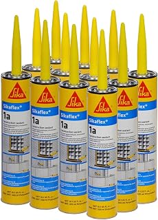 Sikaflex 1A 10 oz Aluminum Gray Polyurethane Sealant Kit - Non-Sag, Flexible for Concrete, Masonry, Windows, Doors (Pack of 12)