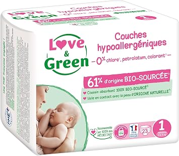 Love & Green Love & Green Couches Bébé Naturelles - Taille 1 (Lot de 23)