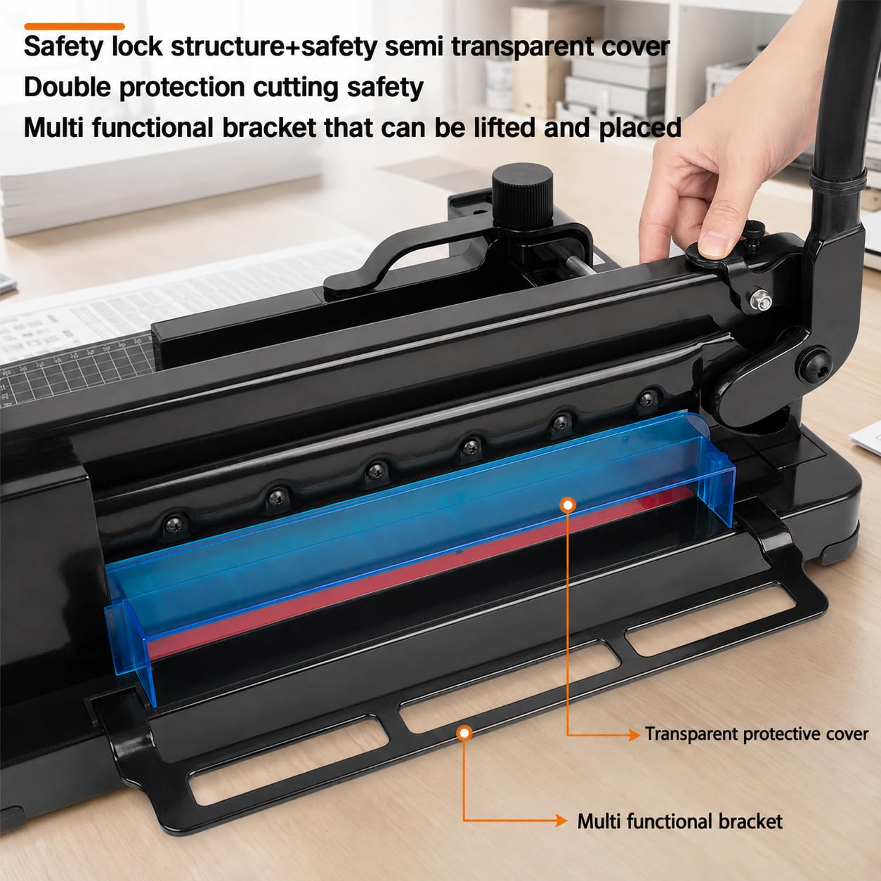 Taglierina per carta resistente, formato A4, 440 mm, manuale con blocco di