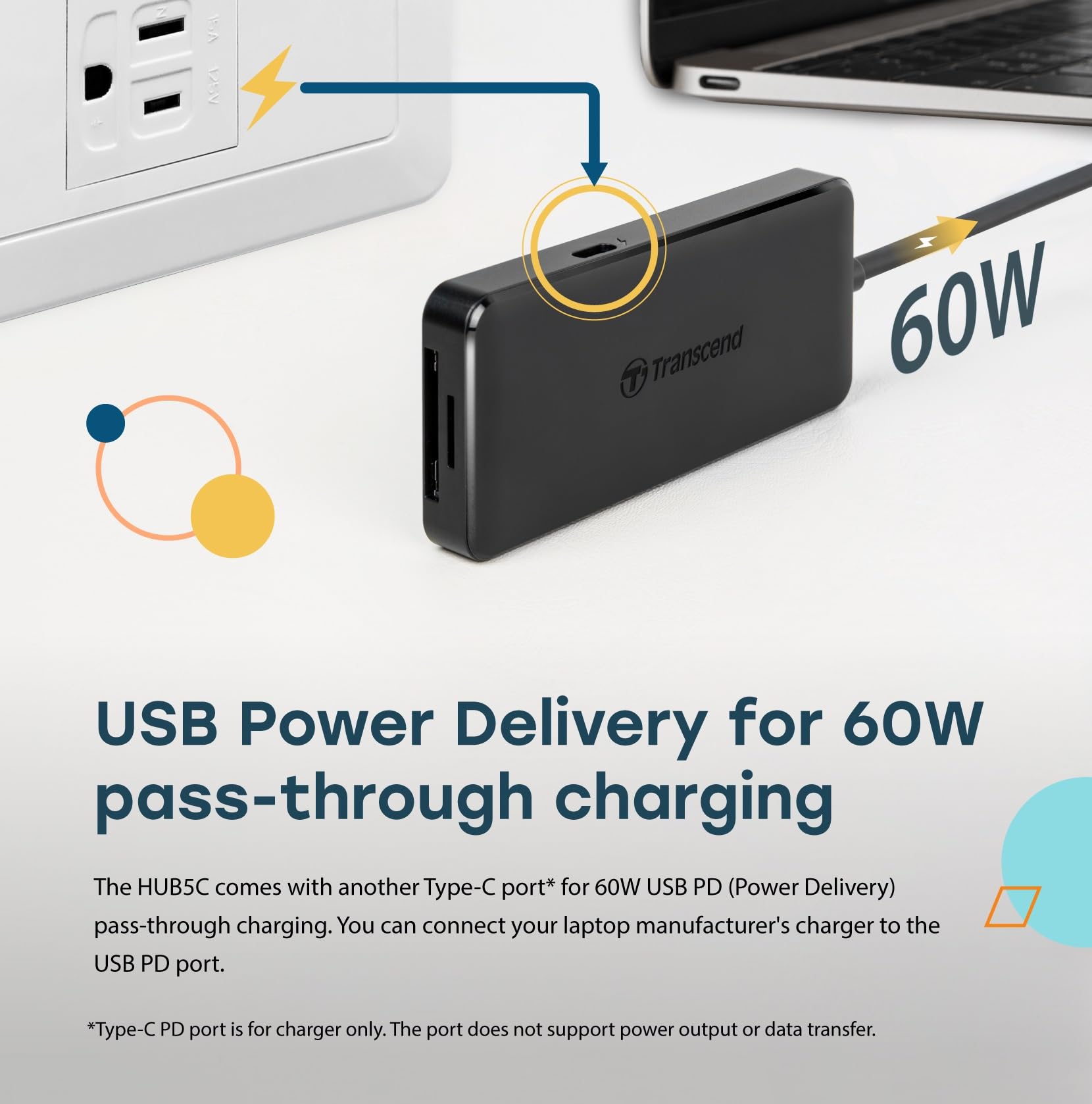 Amazon.com: Transcend HUB 6 in 1 Hub, Type C, with 60W Power