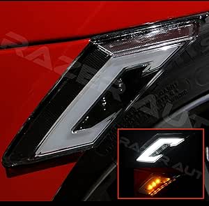 Razer Auto White/Amber LED Front Bumper Side Marker Blinker Lights, JDM Crstal CLEAR LENS &amp; BLACK BASE FOR 2013-2015 Scion FR-S &amp; Subaru BRZ ZC6