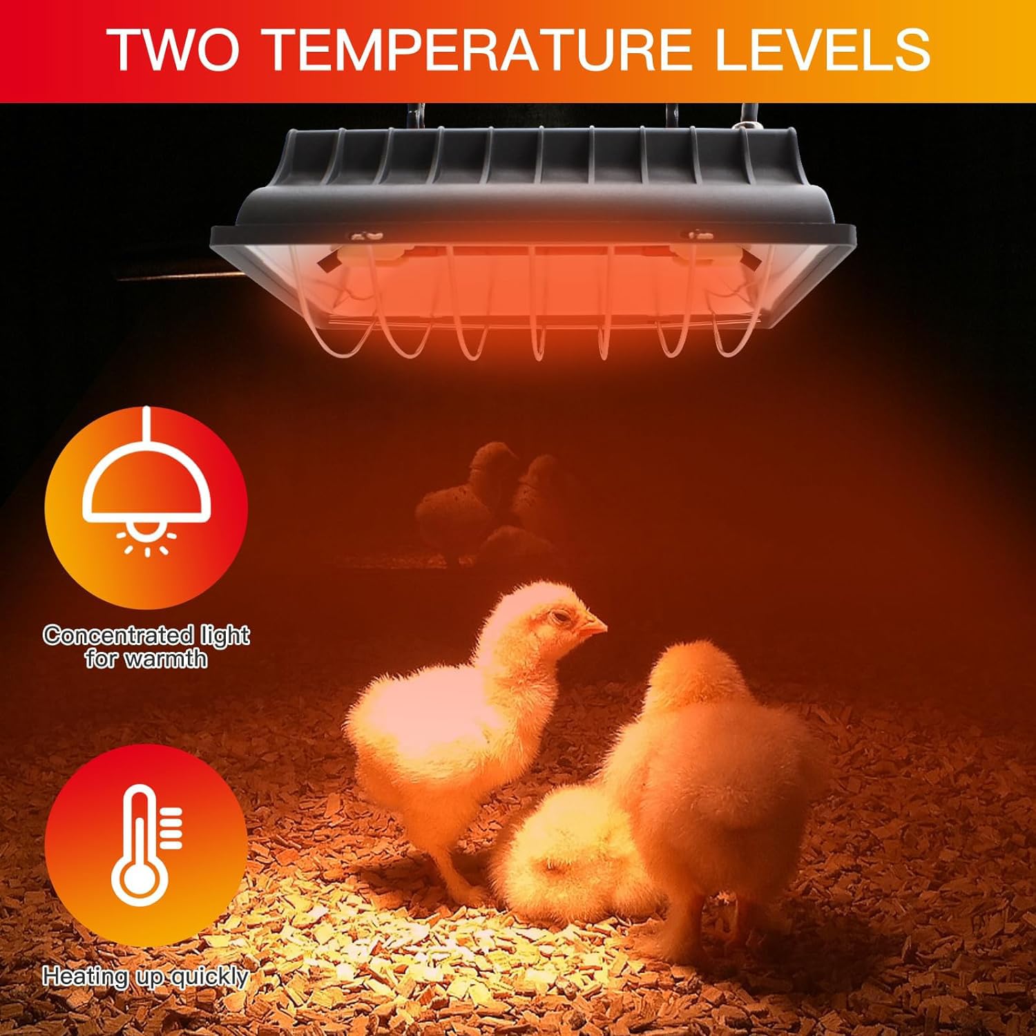 HEYOUTH Lampa grzewcza dla drobiu, podgrzewacz kurczaków, podgrzewacz kurnika, stała temperatura, do hodowli piskląt, kaczek, przepiórek i ptaków (250W)