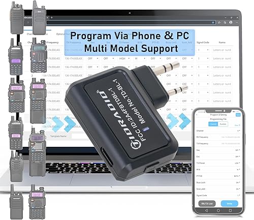 Miniatura 1 de TIDRADIO Adaptador de programador inalámbrico de radio Jamón APP y programa de PC para Baofeng UV-5R y varios modelos sin problemas de controlador