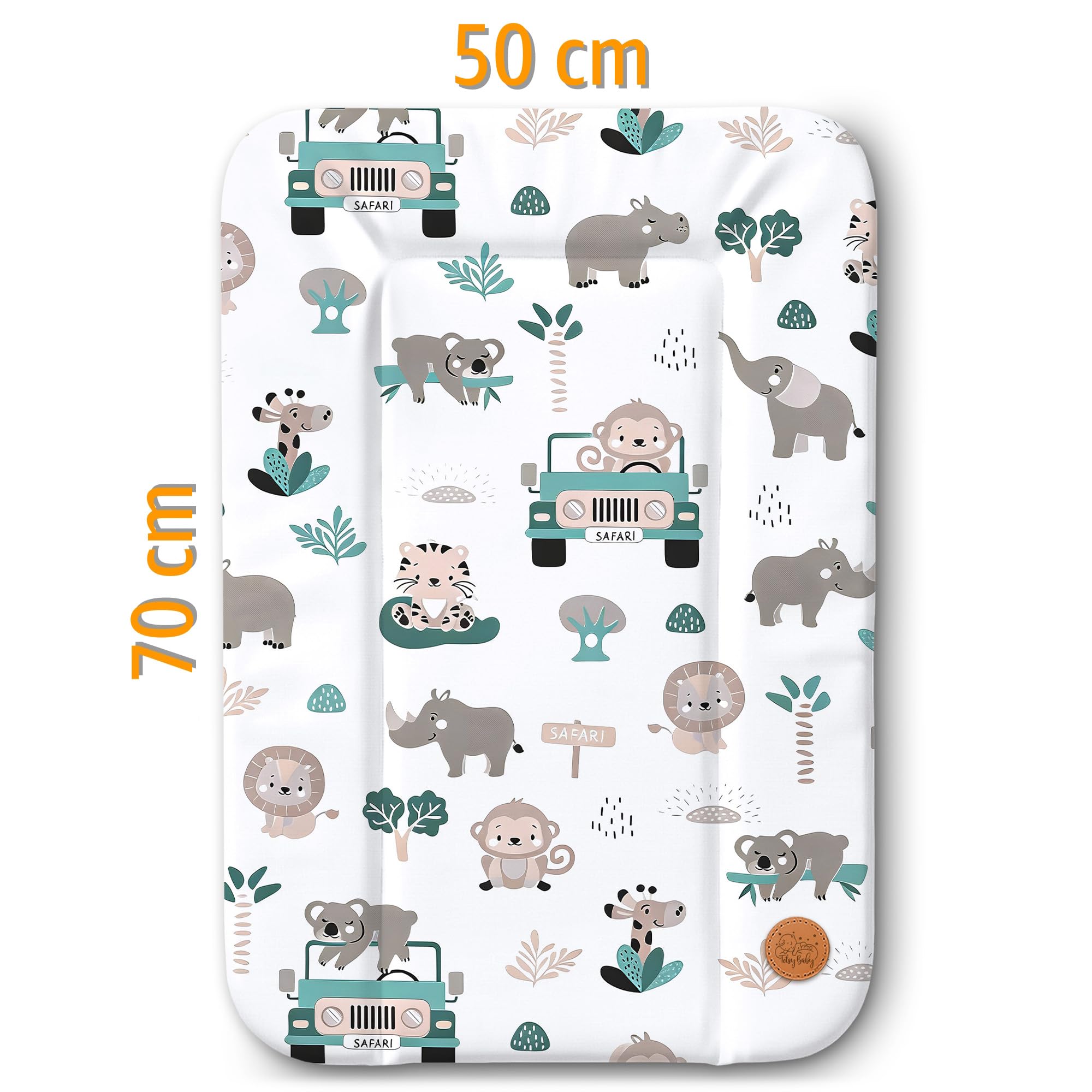 Fasciatoio neonato 70 x 50 cm - materassino portatile universale lavabile e impermeabile su cassettiera lavatrice e tavolo cuscino da viaggio tappetino materasso Oeko-Tex Africa