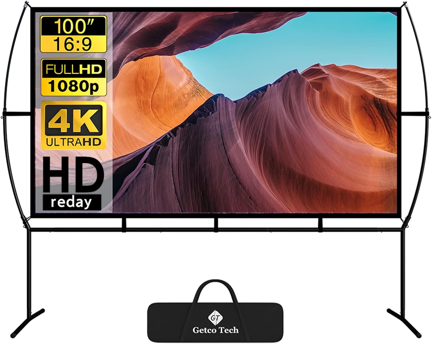 100 Inch Projector Screen with Stand 169 HD Portable Projector Screen