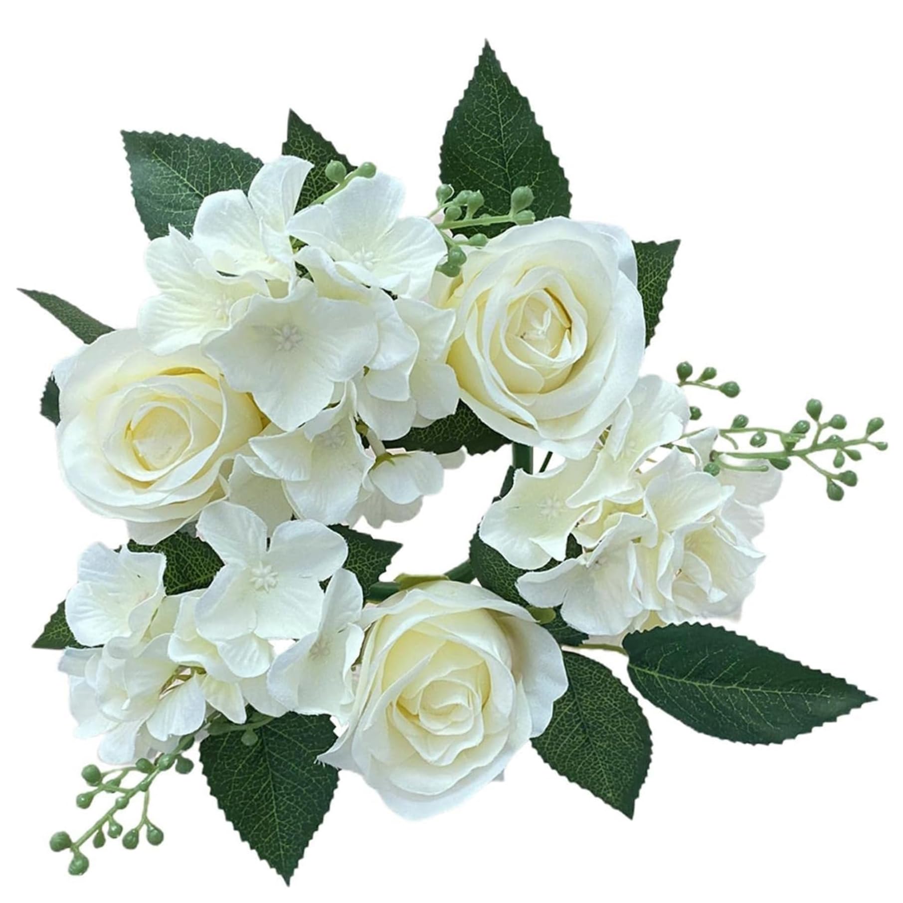 CAKEEYUM Candle Rings Wreaths 4 Inch Center Artificial Rose Candle Wreath Silk Flower Christmas Rings for Wedding Centerpiece Party Home Table Decor White Wreaths 4 Inch