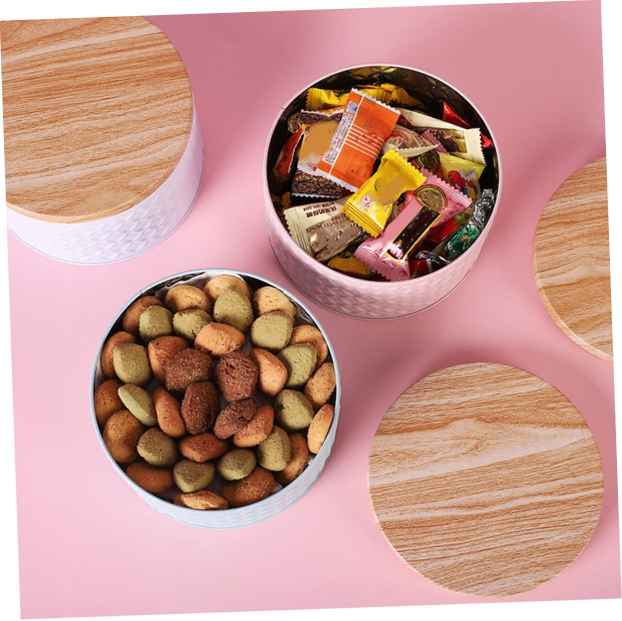 Operitacx 3pcs Box Candy Box Wrapping Boxes Christmas Candy Jar Christmas Treat Boxes Round Nesting Tins Cookie Tins Decorative Christmas Cookie Tins Jar Iron Snowflake Crisp Child