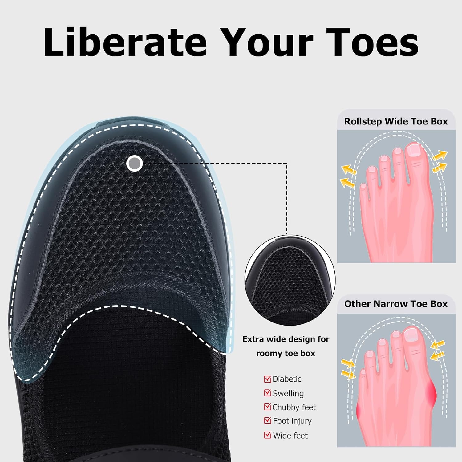 Git-up Women's Arch Support Walking Shoes, Breathable Wide Toe Box Nursing Work Shoes for Plantar Fasciitis, Comfortable Non Slip Orthopedic Sneakers for Flat feet - Image 5