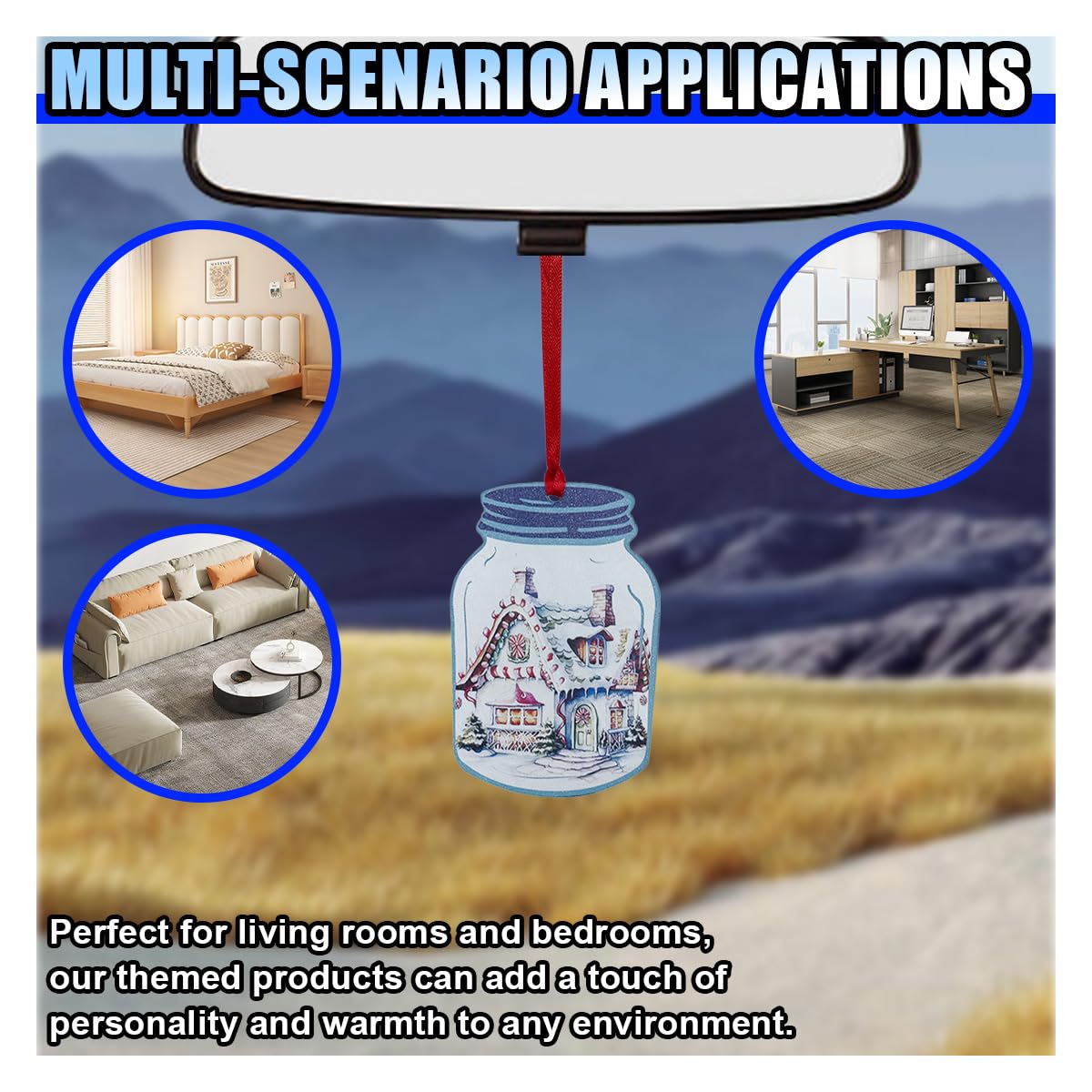 Christmas Car Dangle Ornament Car Rear View Mirror Charm 2D Flat Acrylic Hanging Pendant Accessories Christmas Tree Decoration — view 5